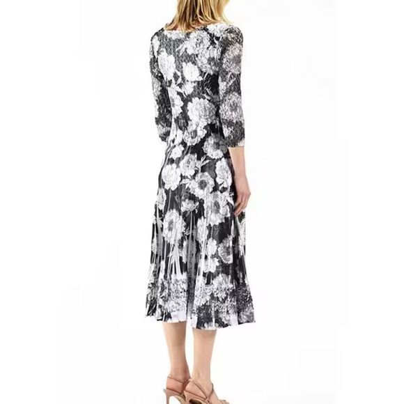Komarov Floral Chiffon Midi Dress NWT 1X $350 - Picture 4 of 8